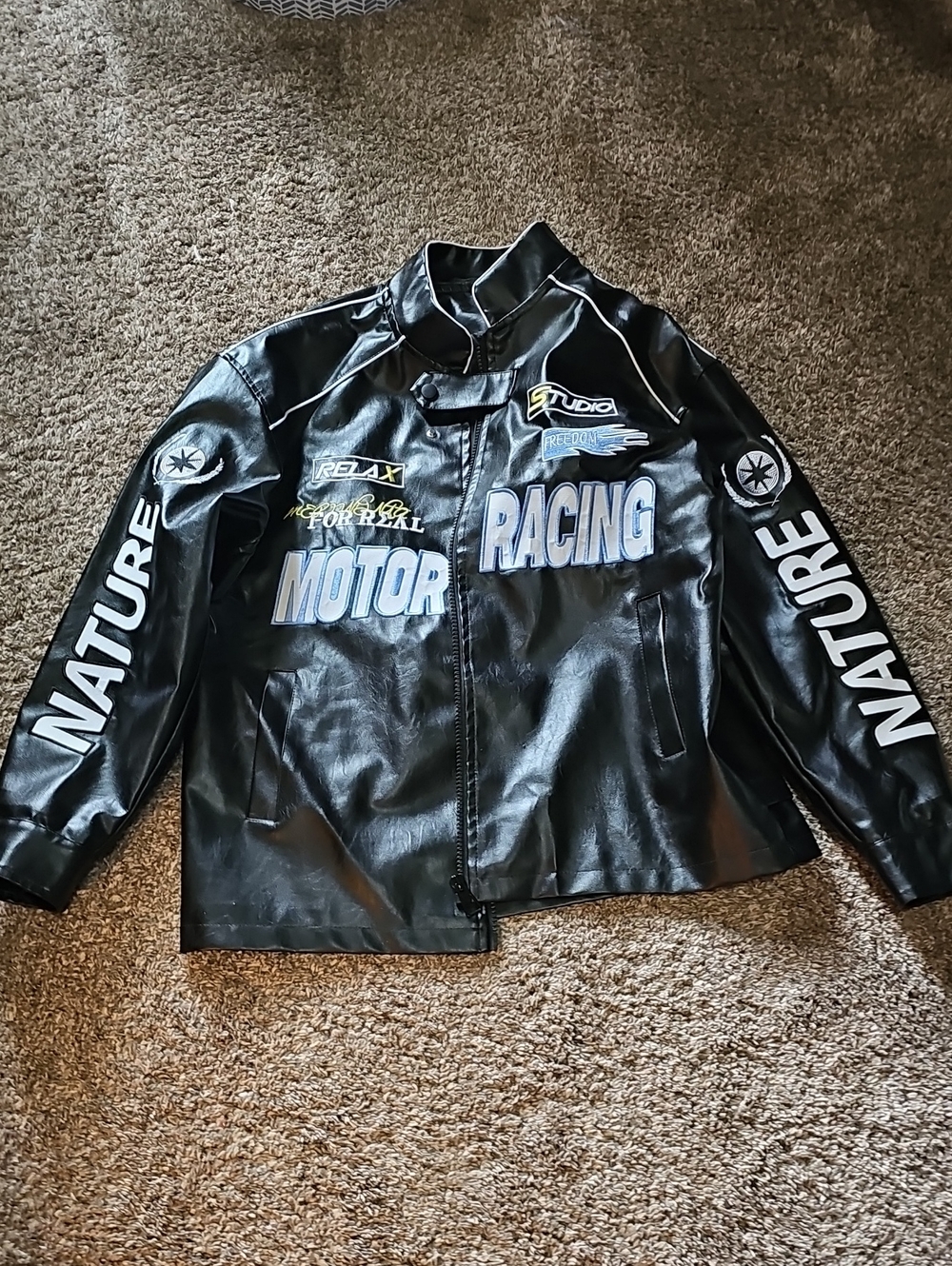 Unbranded Black Racing Graphic Bomber Jacket